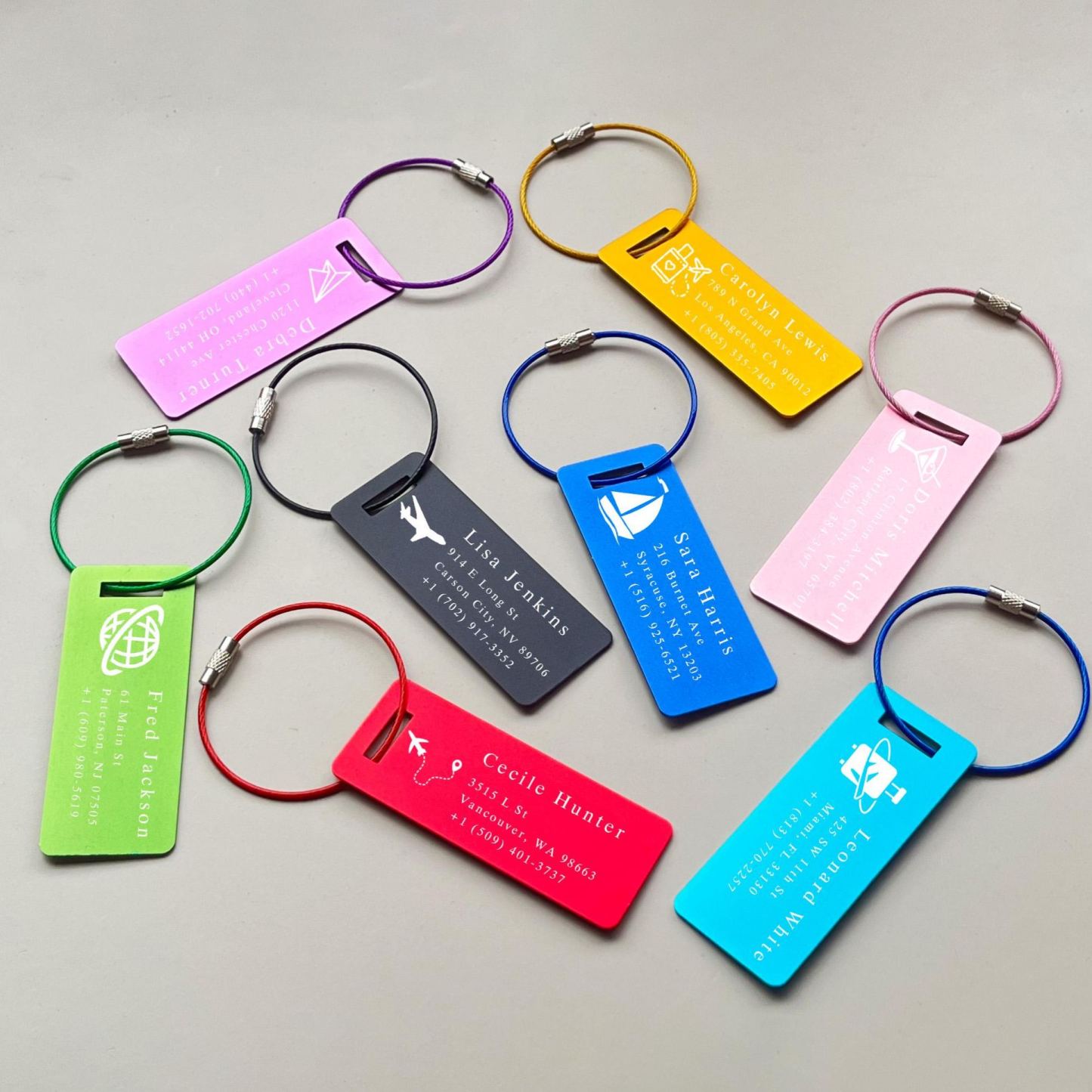 Custom Engraved Aluminum Luggage Tag, Personalized Travel Suitcase Identifier - MyFaceSocksAU