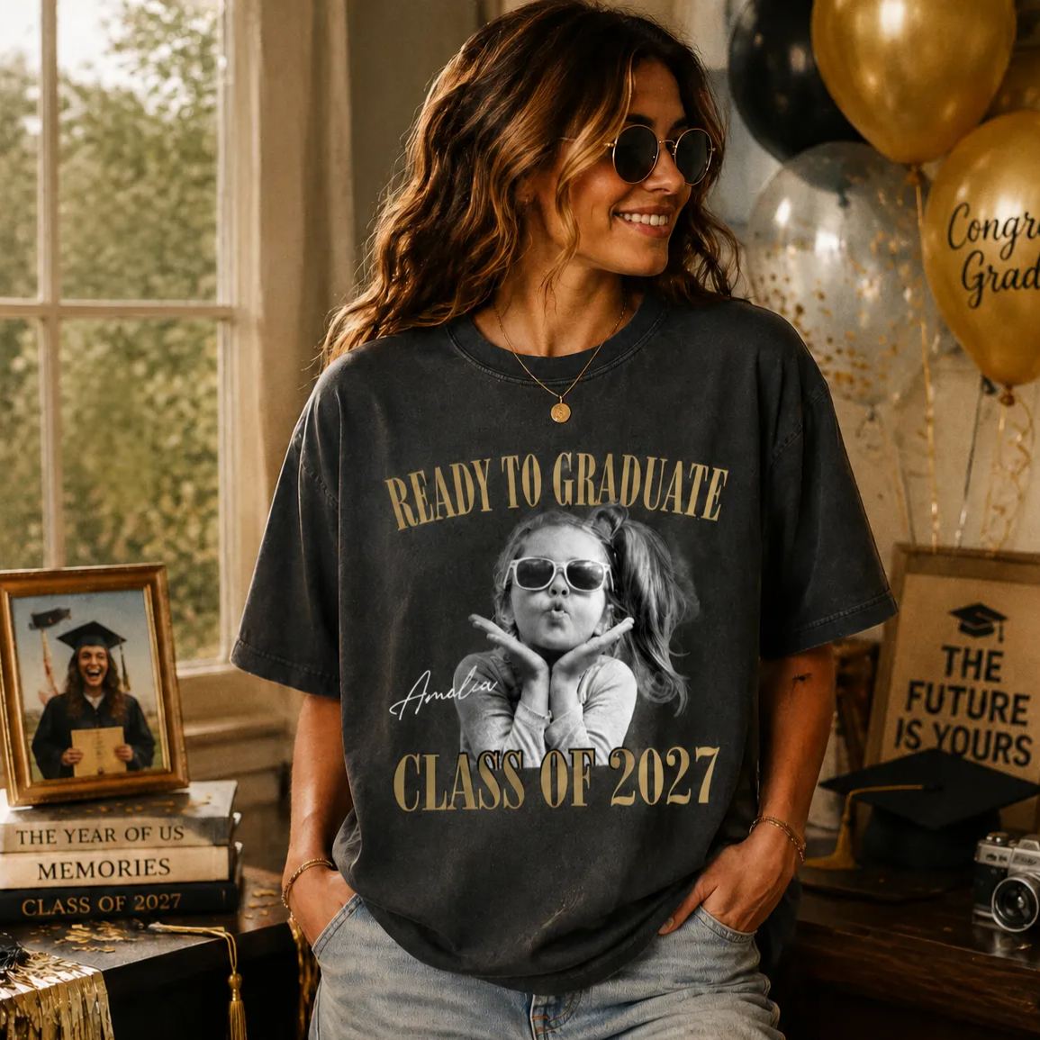 Custom Photo Ready To Graduate Class Of 2027 Comfort Shirt