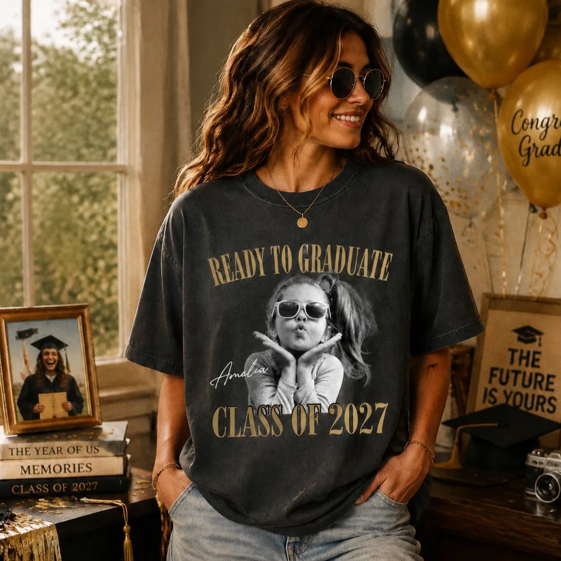 Custom Photo Ready To Graduate Class Of 2027 Comfort Shirt - MyFaceSocksAU