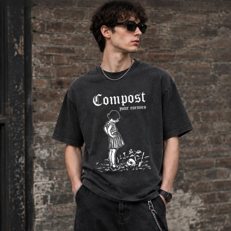 Compost Your Enemies T-Shirt – Funny Gardening Graphic Tee, Dark Humor Plant Lover Shirt, Sarcastic Nature-Inspired Gift for Gardeners - MyFaceSocksAU