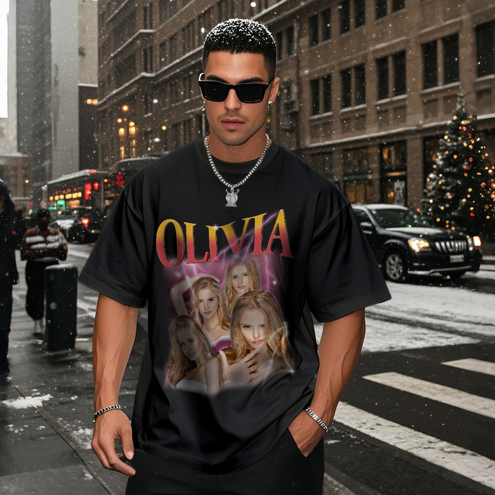 Custom Bootleg Rap T shirt, Personalized Girlfriend Picture Shirt, Rock Style Vintage Custom T-shirt