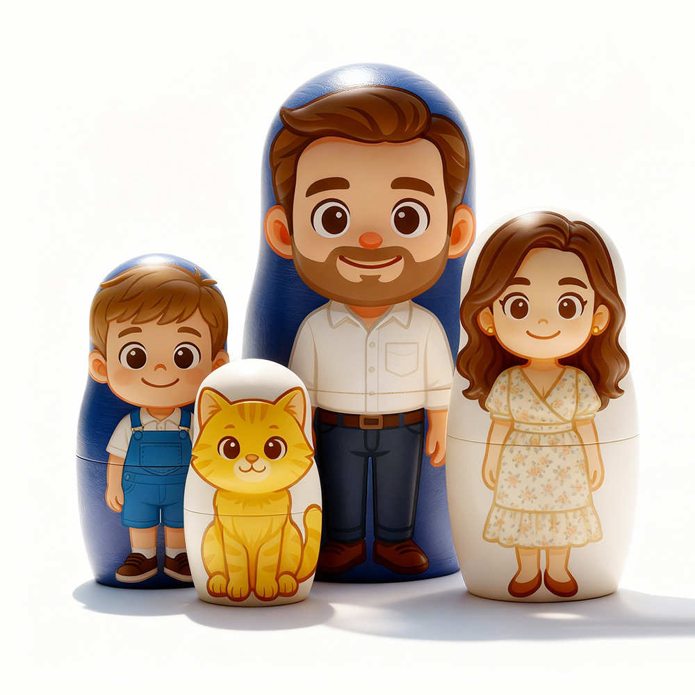 Personalized Portrait Nesting Doll Custom Photo Family Portrait Cartoon Style Gift Photo Gift