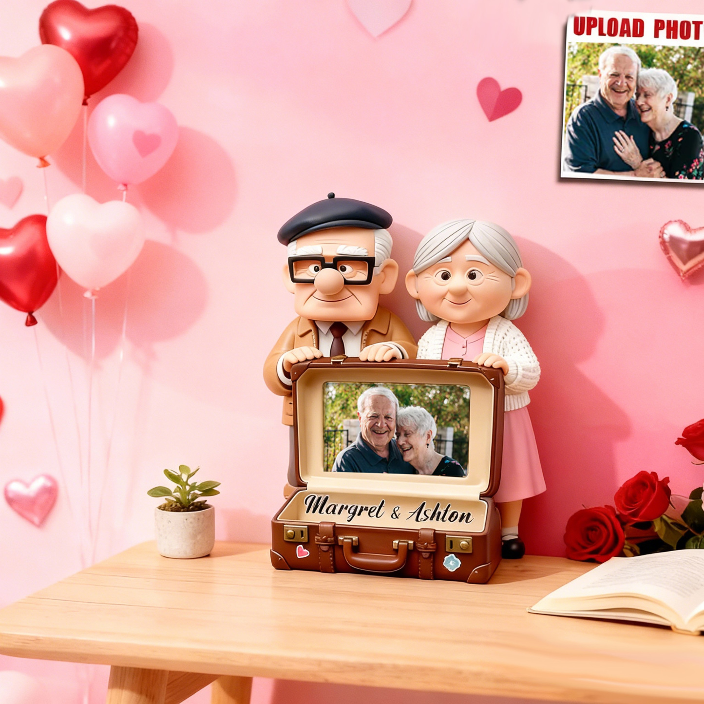 Romantic Old Couple 2D Ornament Custom Photo Gifts For Couple - MyFaceSocksAU