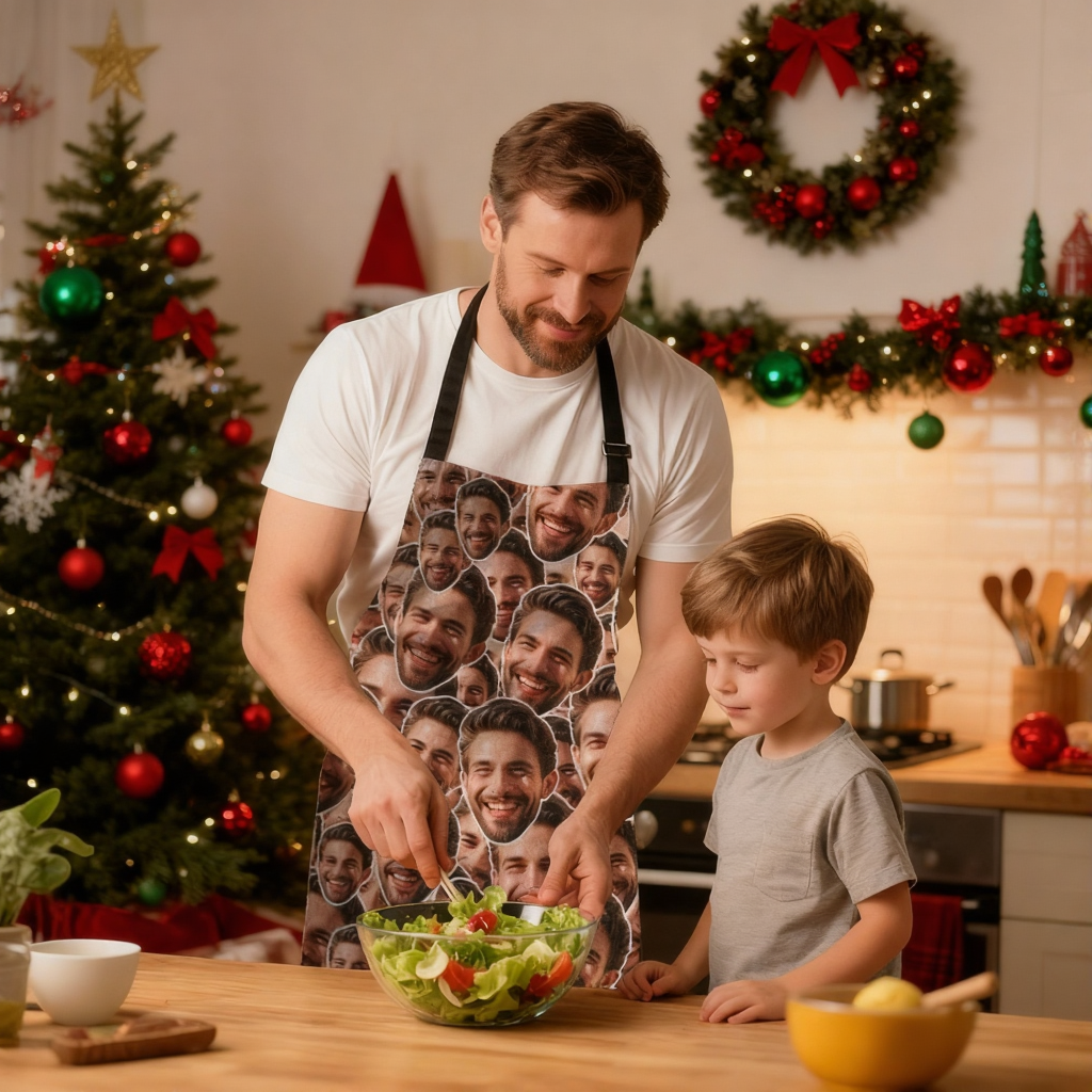 Custom Face Photo Mash Apron Christmas Apron Gift Idea