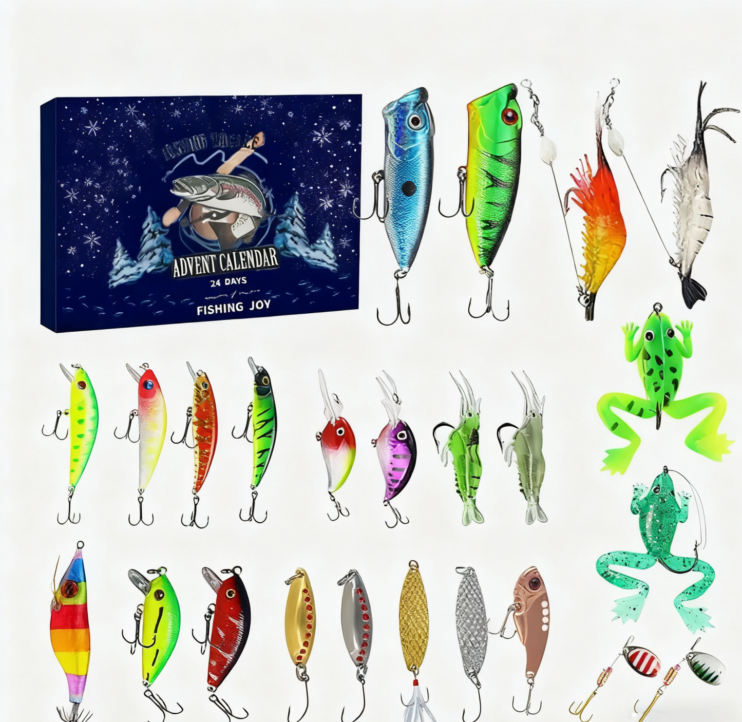 Fishing Advent Calendar – 24-Piece Fishing Lure Gift Set, Holiday Blind Box for Christmas & New Year - MyFaceSocksAU