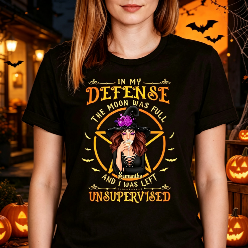 Personalized "In a World Full of Princesses, Be a Witch" Halloween T-Shirt – Unisex Spooky Graphic Tee, Funny Halloween Gift for Women & Men - MyFaceSocksAU