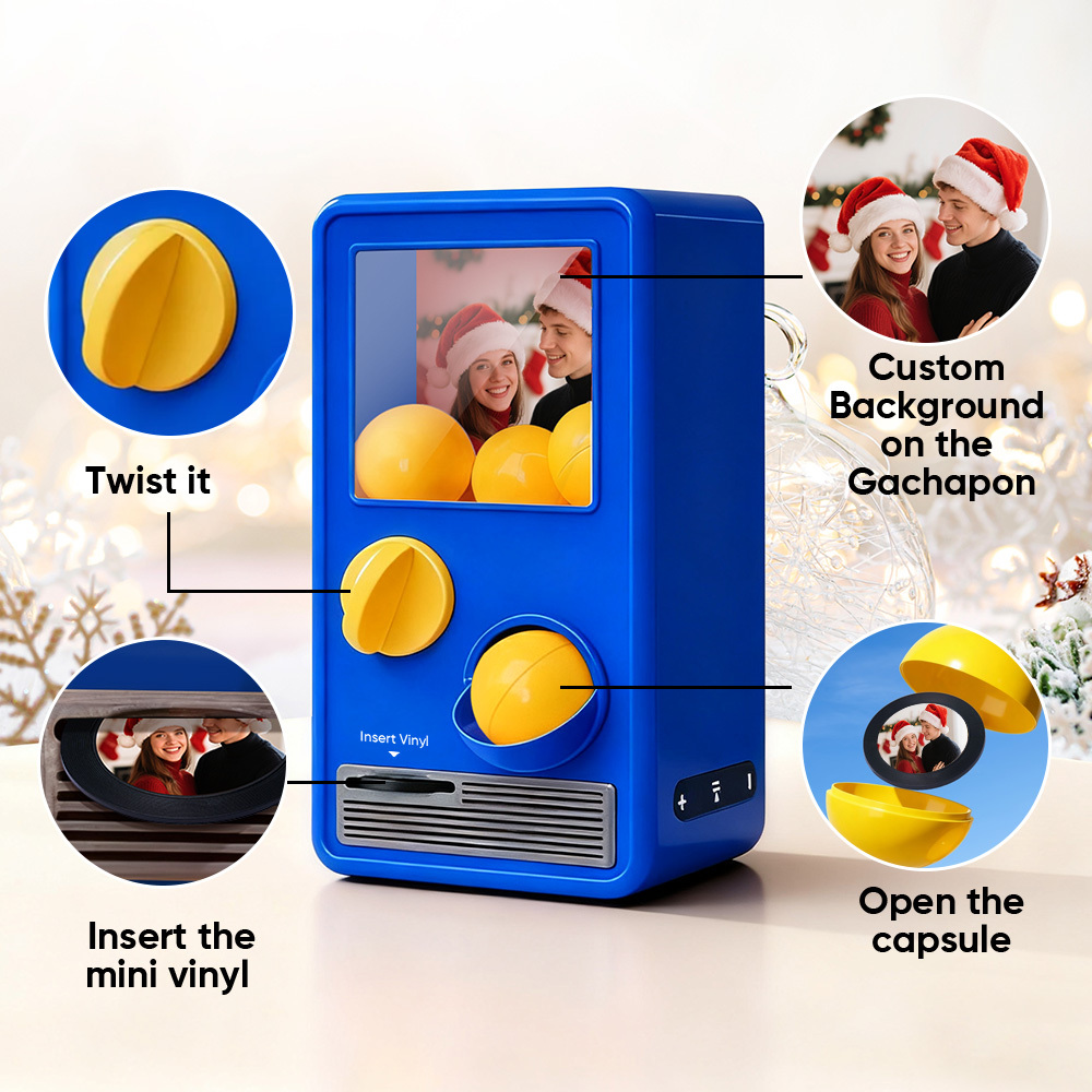 Personalized Music and Photo Music Gachapon Machine Custom Song Mini Record Box Retro Christmas Gifts for Her - MyFaceSocksAU