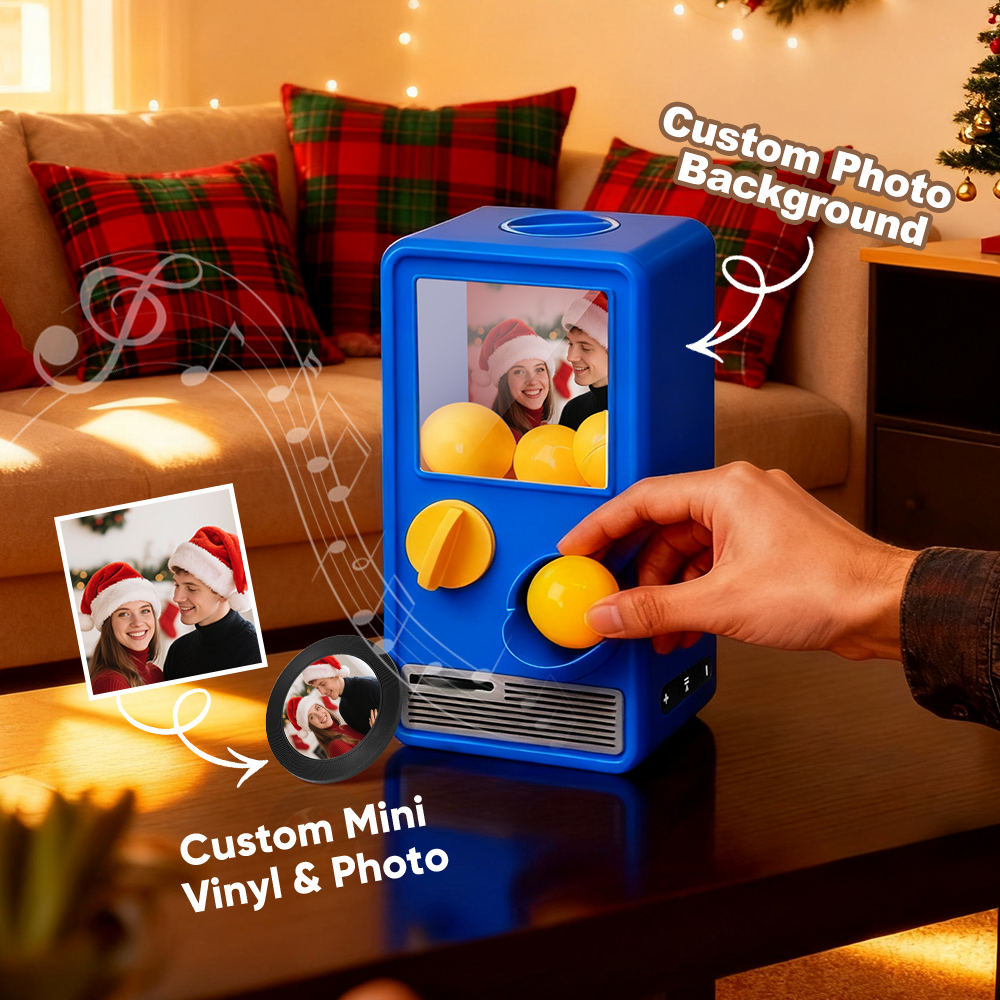 Personalized Music and Photo Music Gachapon Machine Custom Song Mini Record Box Retro Christmas Gifts for Her - MyFaceSocksAU