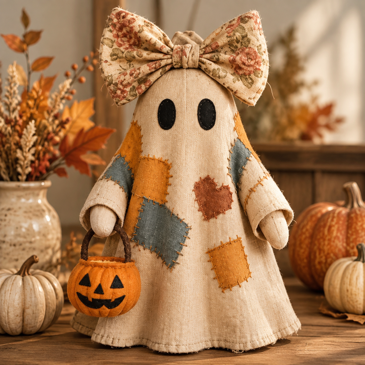 Patchwork Ghost Figurine Halloween Decor - Cute Spooky Home Decoration for Kids' Party & Gift - MyFaceSocksAU