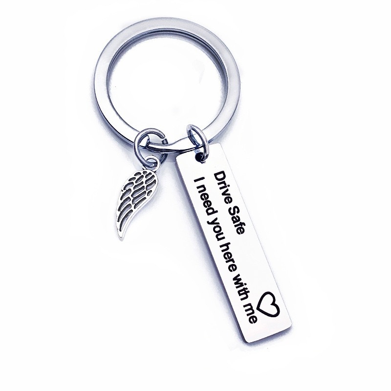 Drive Safe Keychain for Him – Stainless Steel "Drive Safe Handsome, I Love You" Keyring Gift for Boyfriend Husband Dad - MyFaceSocksAU