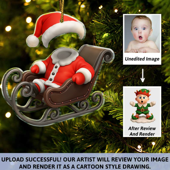 Custom Photo 3D Effect Face Art Funny Baby Kid - Personalized Custom Shaped Acrylic Ornament - MyFaceSocksAU