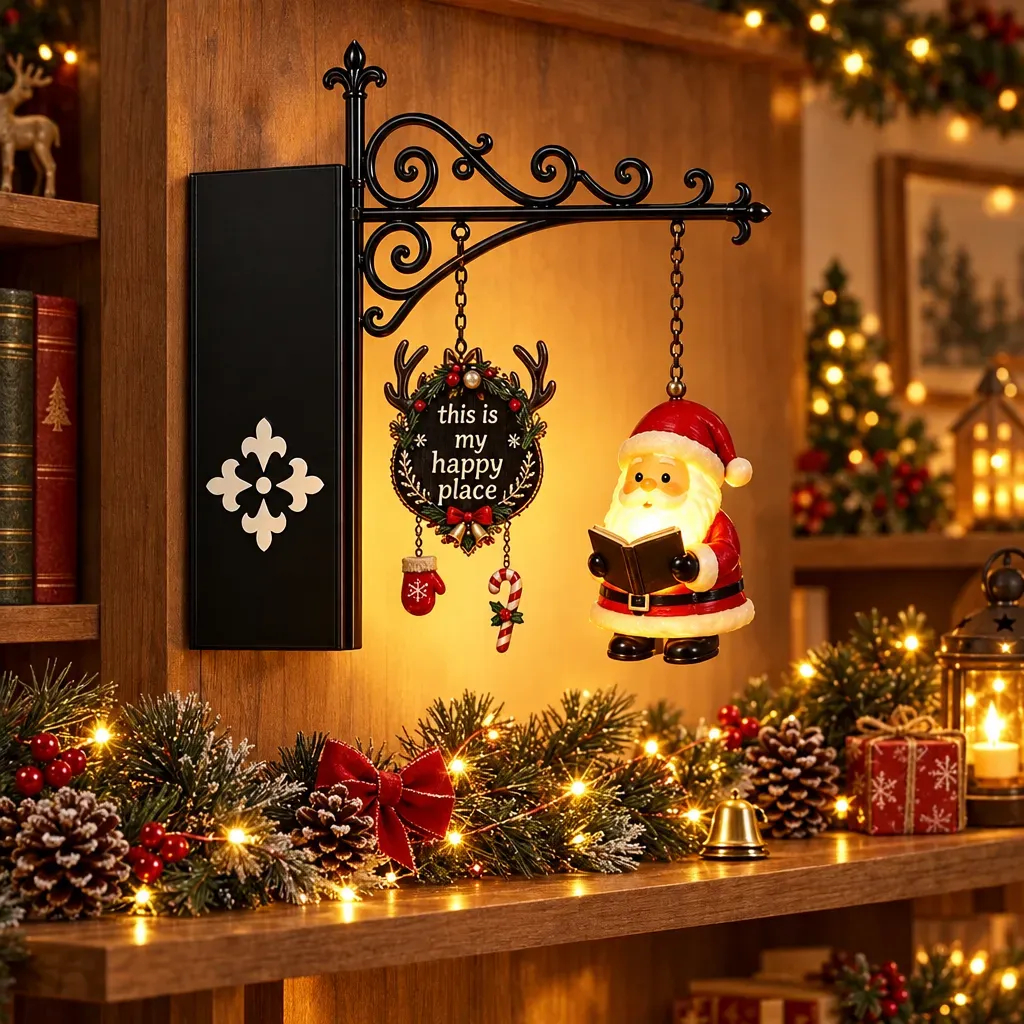 Christmas Bookshelf Light - Santa Reading Ornament for Library, Home Decor Gift for Book Lovers - MyFaceSocksAU