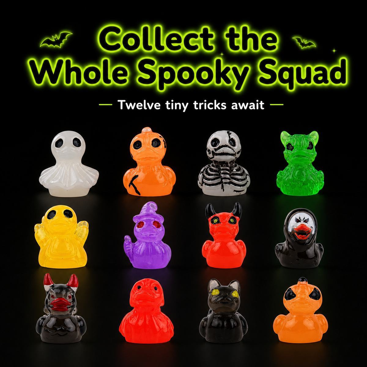 Halloween Gothic Ghost Duck Resin Figurine, Luminous Devil Skull Design, Cute Spooky Duck Desktop Ornament, Creative Glow-in-the-Dark Tabletop Decoration for Home, Office, Party Shelf Display - MyFaceSocksAU