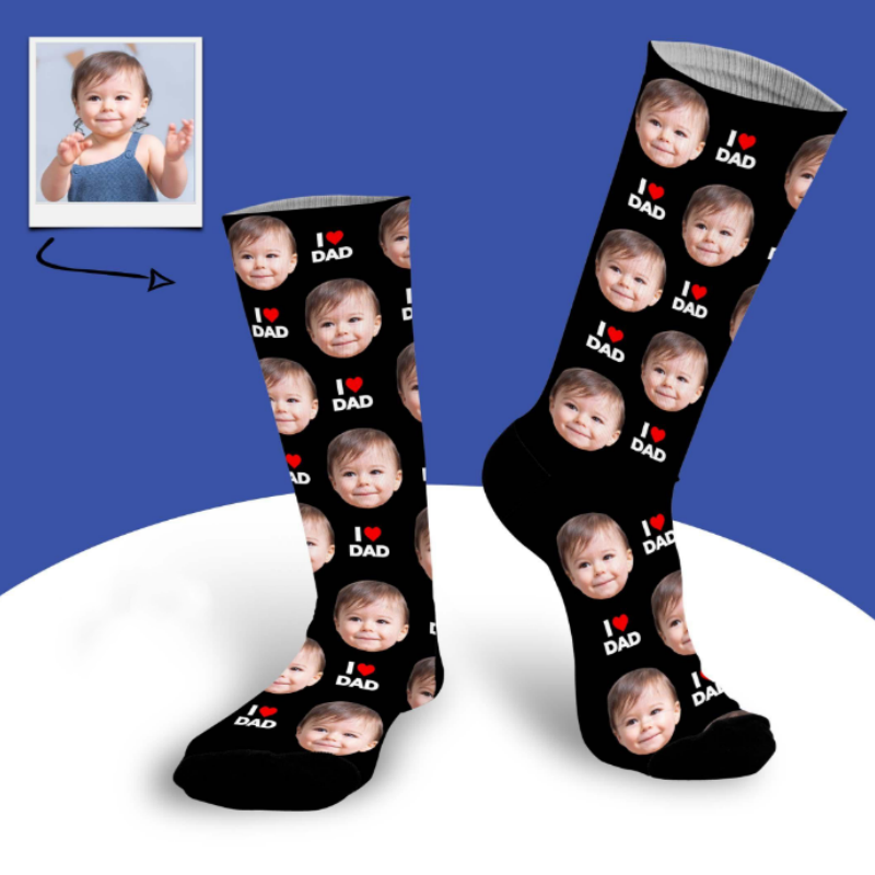 Personalized Dad Socks, Gift For Dad, I Love Dad Socks, Grandpa Gift, Father's Day, Custom Face Socks, Best Dad Ever - MyFaceSocksAU