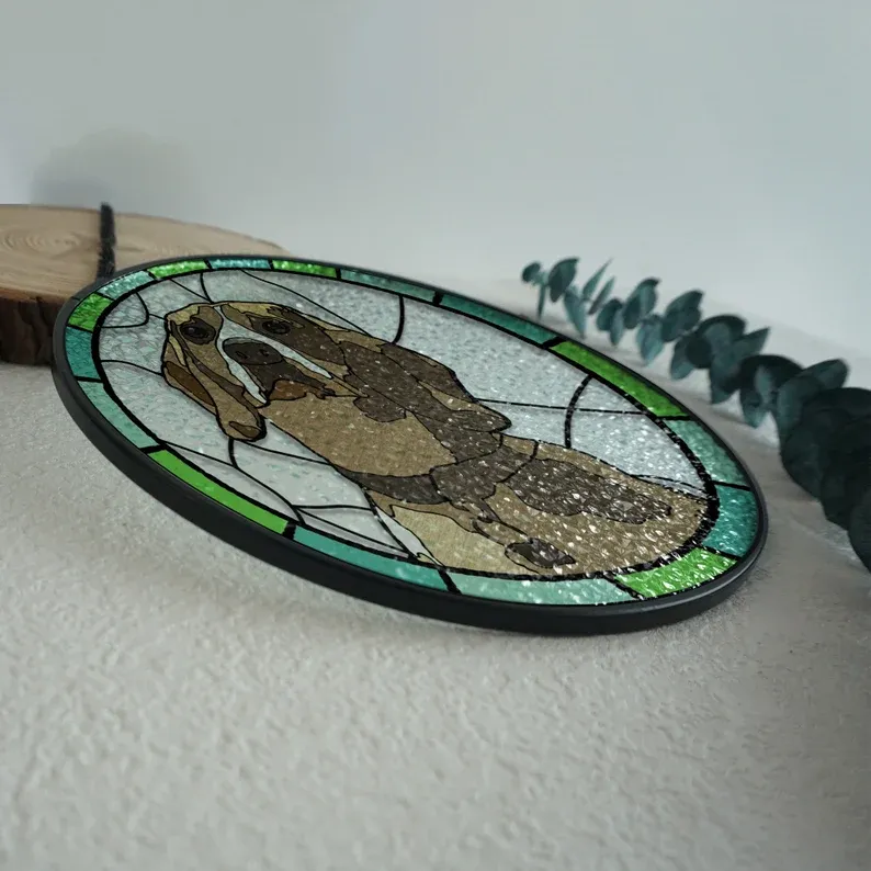 Custom dog Portrait Art Suncatcher,Custom Pet Portrait,Stained Glass Dog Memorial,Custom Dog Portrait from Photo,Indoor Decor,SunCatcher