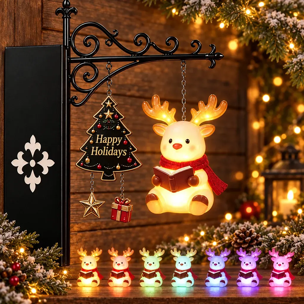 Christmas Bookshelf Light - Santa Reading Ornament for Library, Home Decor Gift for Book Lovers - MyFaceSocksAU
