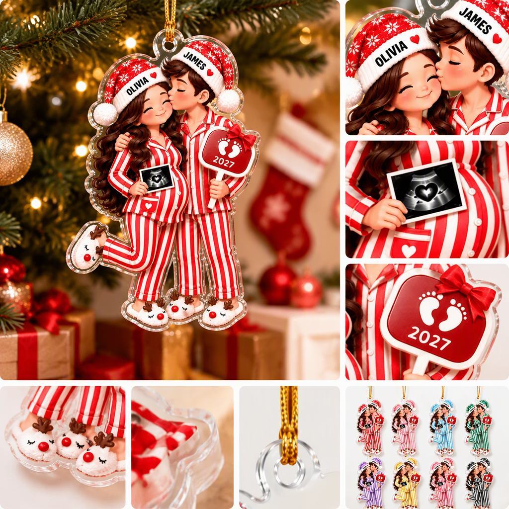 Custom Christmas Ornament for Expecting Parents - Personalized Pregnancy Announcement Gift 2027 - MyFaceSocksAU