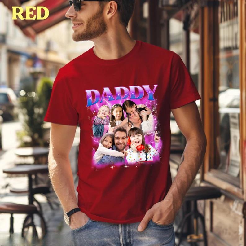 Custom Bootleg Rap Daddy Tee, Custom Photo Daddy Shirt, Dad Shirt With Kid Face Photos, Custom Father's Day Gift Personalized Father - MyFaceSocksAU
