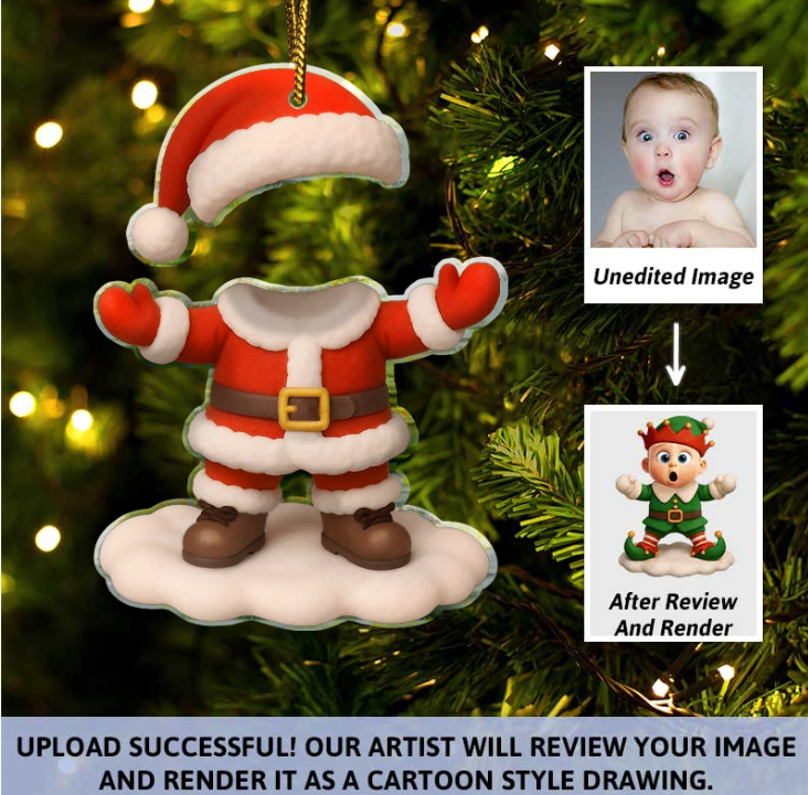 Custom Photo 3D Effect Face Art Funny Baby Kid - Personalized Custom Shaped Acrylic Ornament - MyFaceSocksAU