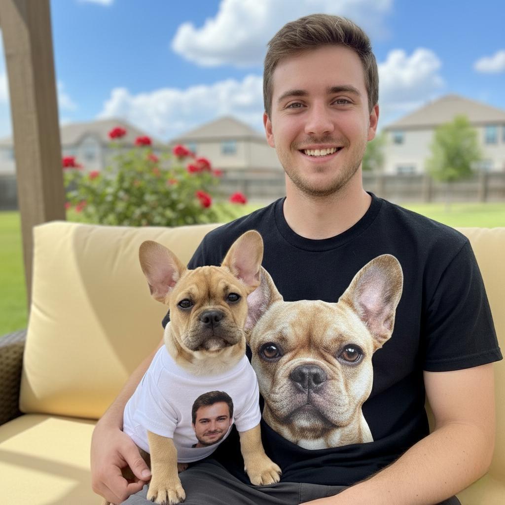 Custom Photo T-Shirt Set Dog and Owner Matching Shirts Personalized Pet Lover Gift - MyFaceSocksAU