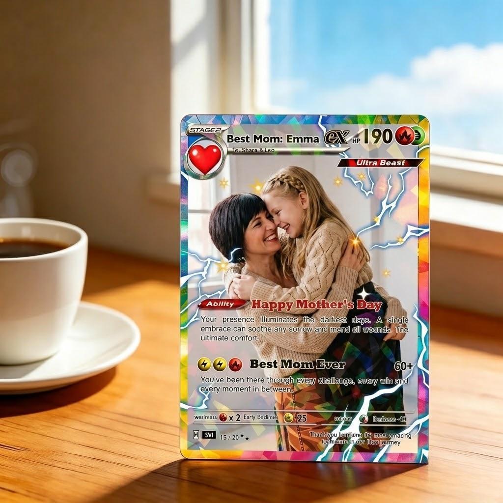 Mother's Day Card Custom Photo Art Card | Best Mom Wallet Card | Personalized Gift for Mom | Gift From Kids | New Mom Gift - MyFaceSocksAU