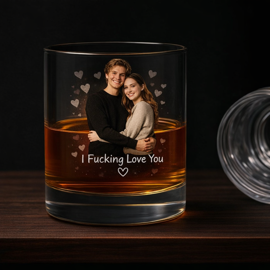 Custom Fucking Love You Whiskey Glass Valentines Gifts For Husband Valentine's Day Gifts For Him - MyFaceSocksAU