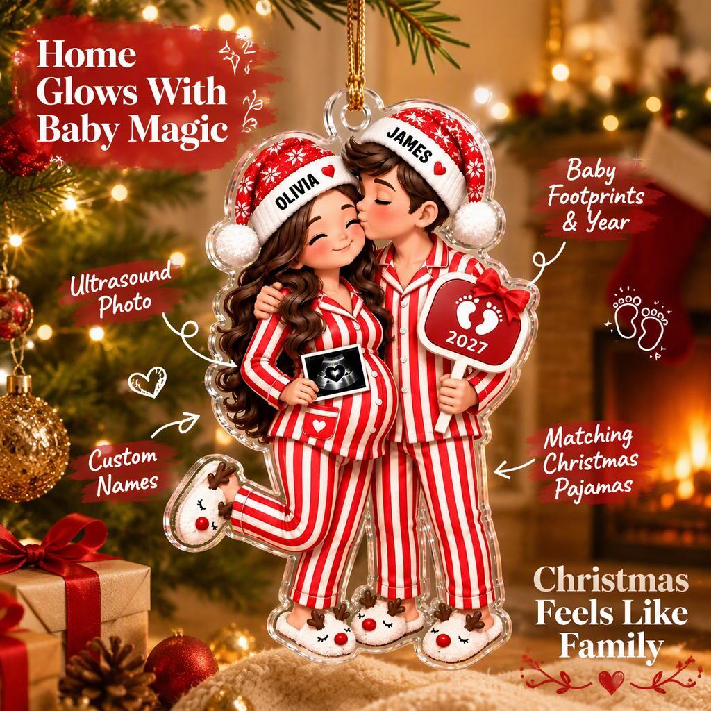 Custom Christmas Ornament for Expecting Parents - Personalized Pregnancy Announcement Gift 2027 - MyFaceSocksAU