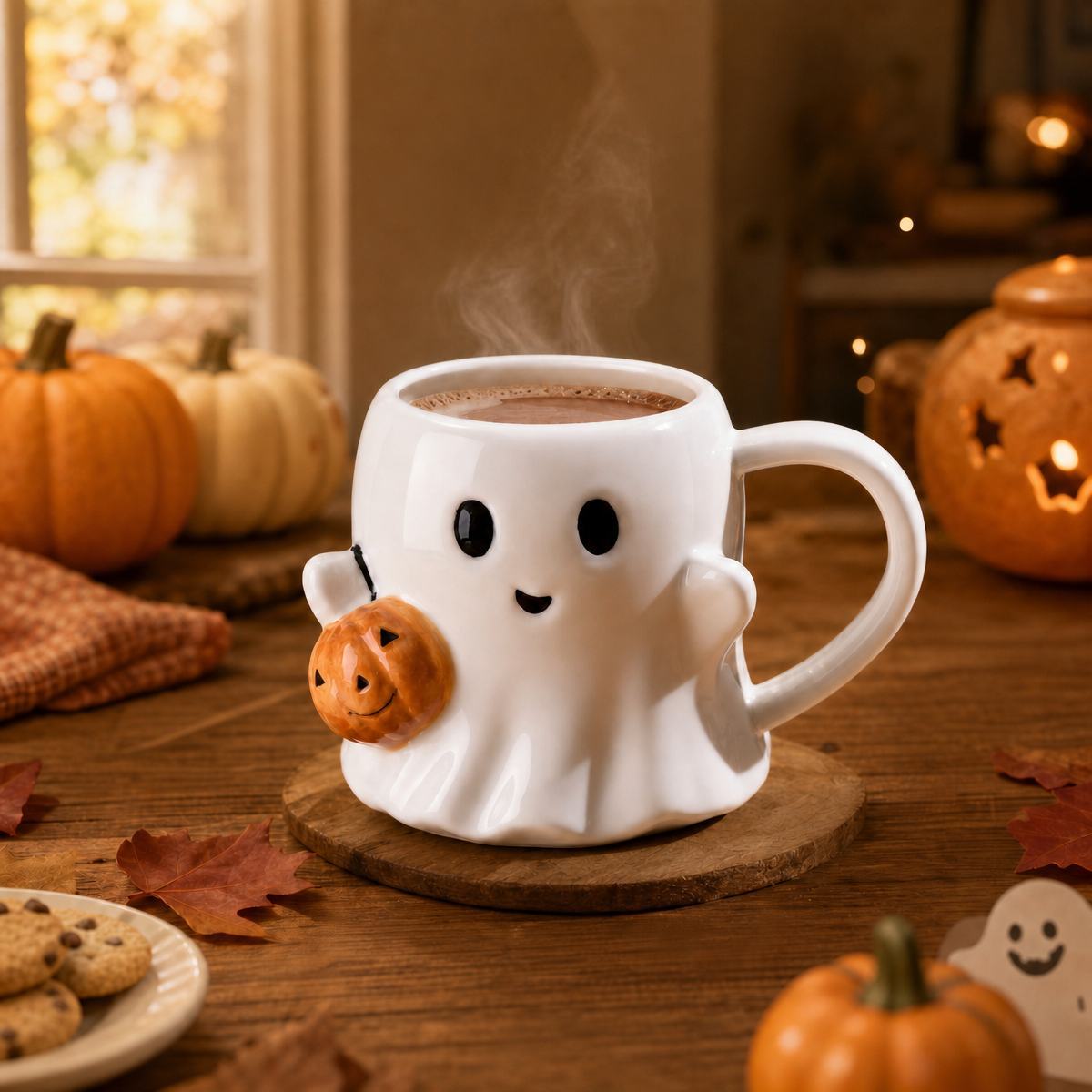 Cute Ghost Ceramic Mug for Halloween – Spooky Yet Sweet Gift for Kids & Adults, Holds Coffee or Hot Chocolate - MyFaceSocksAU