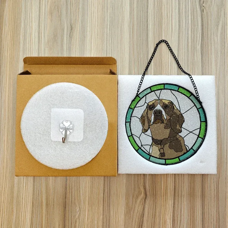 Custom dog Portrait Art Suncatcher,Custom Pet Portrait,Stained Glass Dog Memorial,Custom Dog Portrait from Photo,Indoor Decor,SunCatcher
