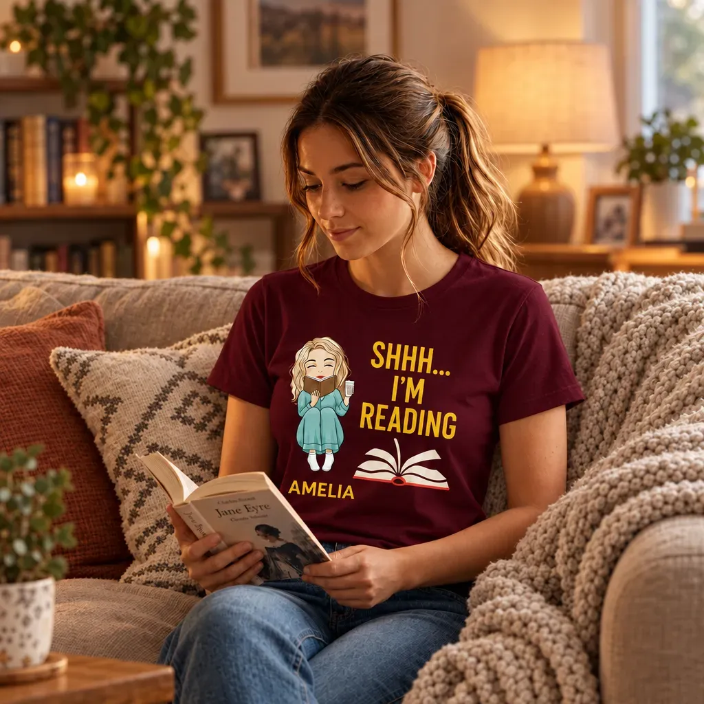 Custom Book Lover T-Shirt – Personalized Reading Zone Tee, Gifts for Bookworms, Readers & Book Lovers - MyFaceSocksAU