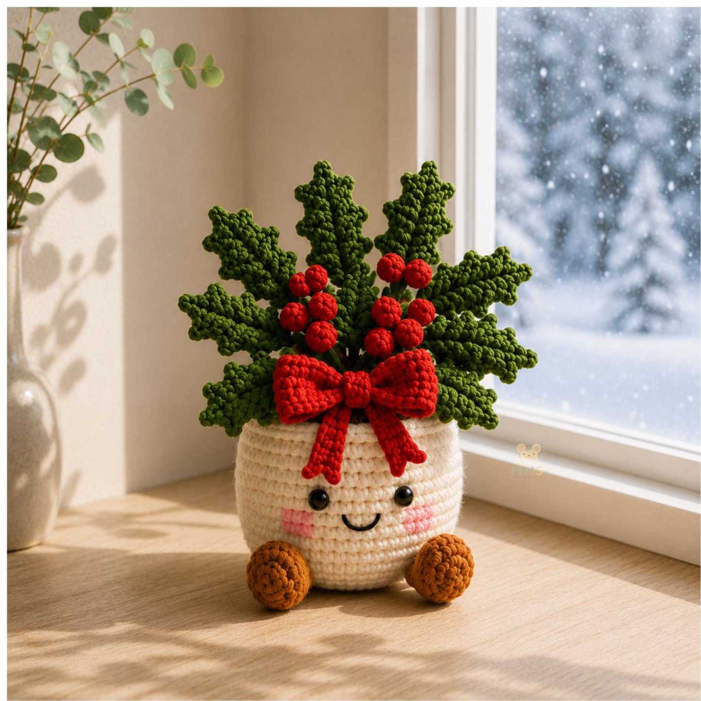 Handmade Crochet Christmas Potted Plant Decor – Festive Desk Ornament Gift for Home, Office & Holiday Parties - MyFaceSocksAU