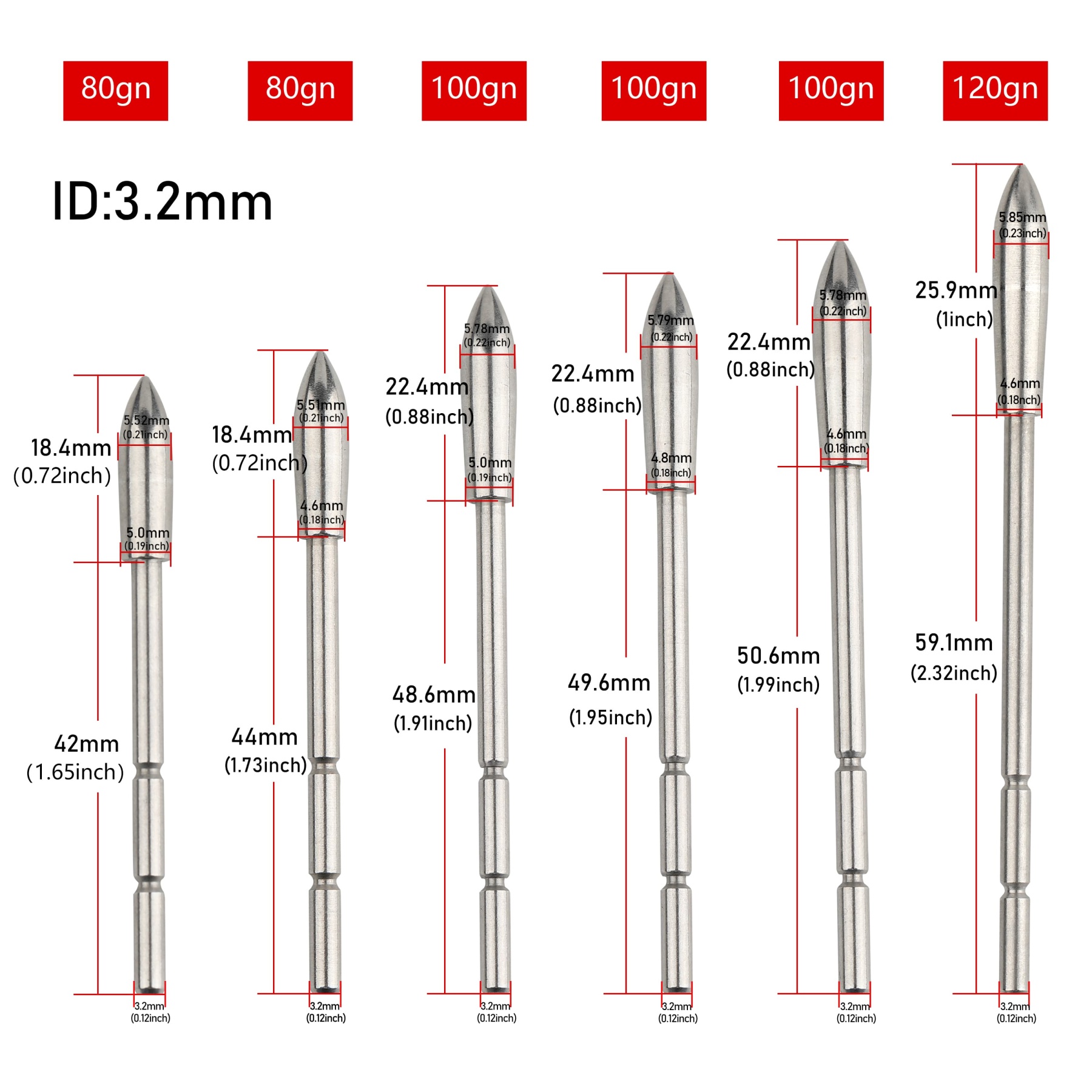Stainless Steel Arrow Insert Field Points Precision Weighted Tips