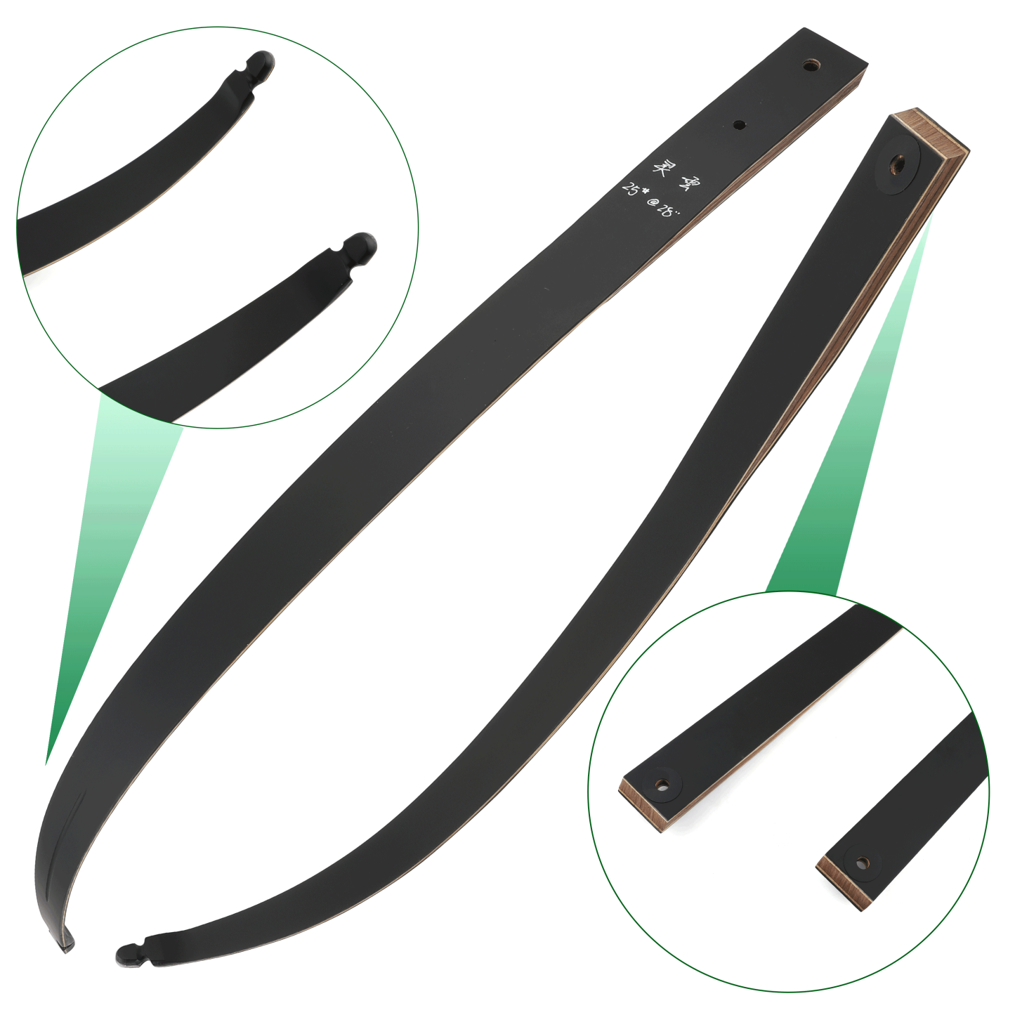 Black Hunter Longbow Recurve Bow and Arrows Kit LH RH