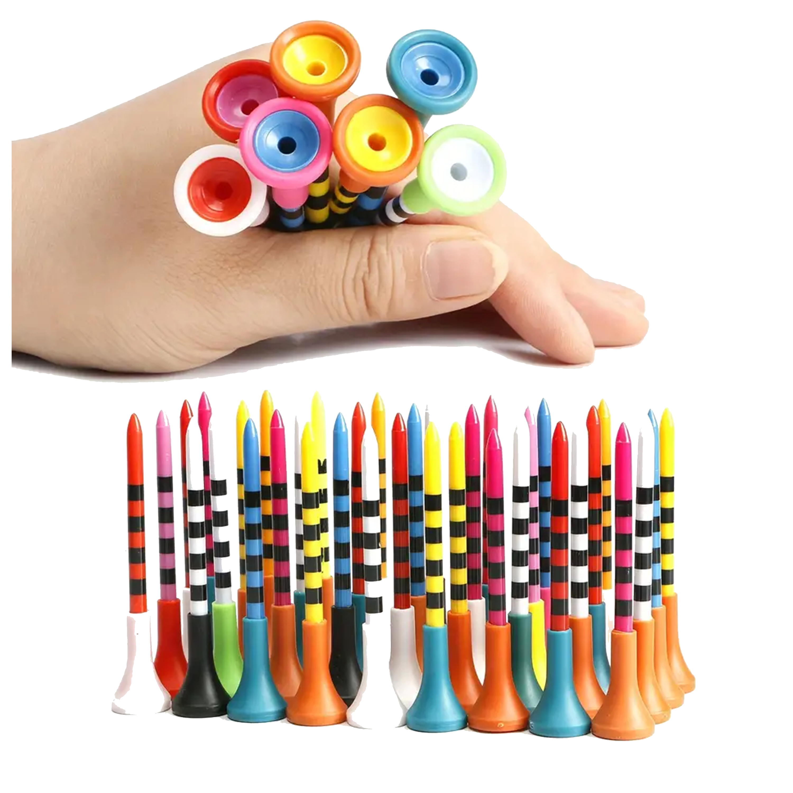 Professional 70/80mm Golf Tee Holder Colored Unbreakable Tees 