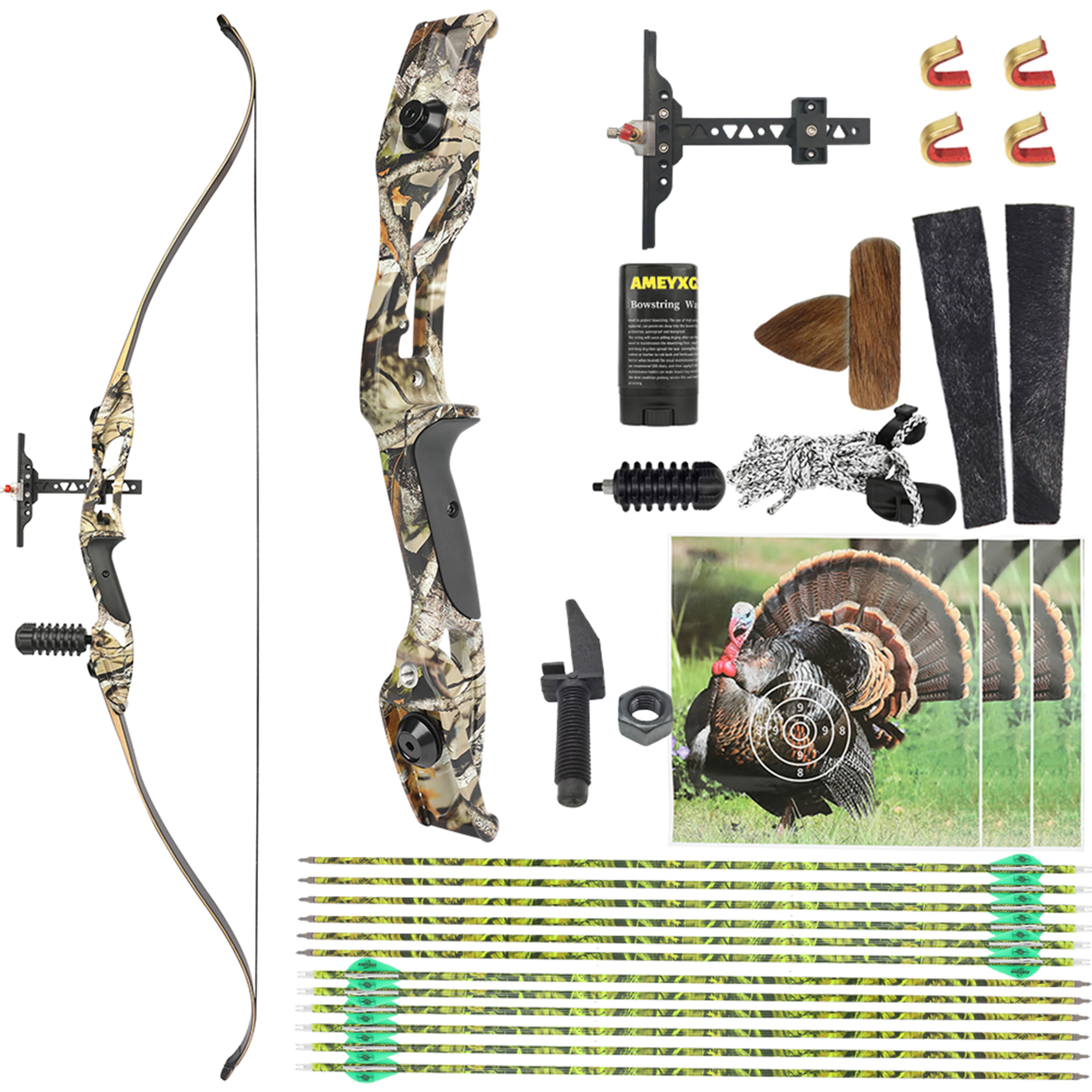 JUNXING F179 Hunting Recurve Bow Arrows Set 56" Archery