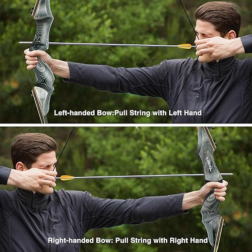 Black Hunter 60" Hunting Recurve Bow 20-60 lbs Archery Target 