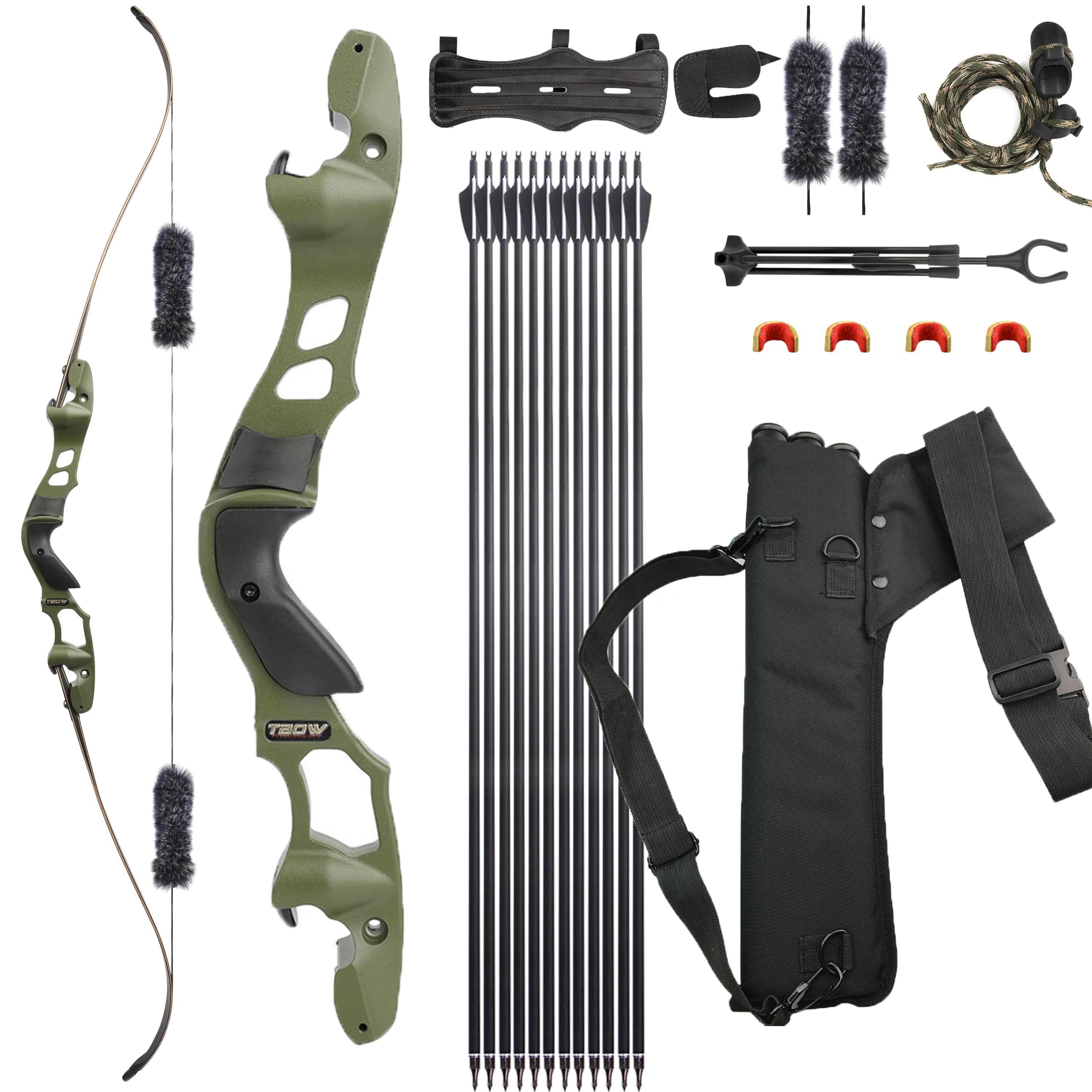 TBOW 62”  ILF Hunting Recurve Bow Set 25-60Lbs RH Traditional