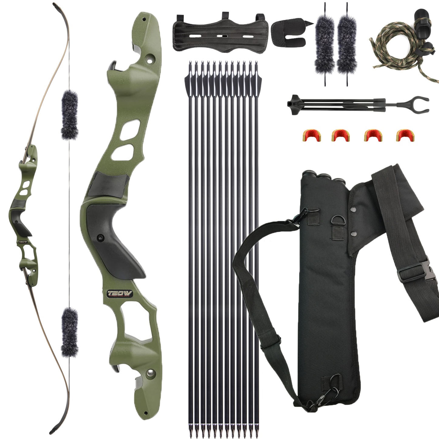 TBOW 62”  ILF Hunting Recurve Bow Set 25-60Lbs RH Traditional