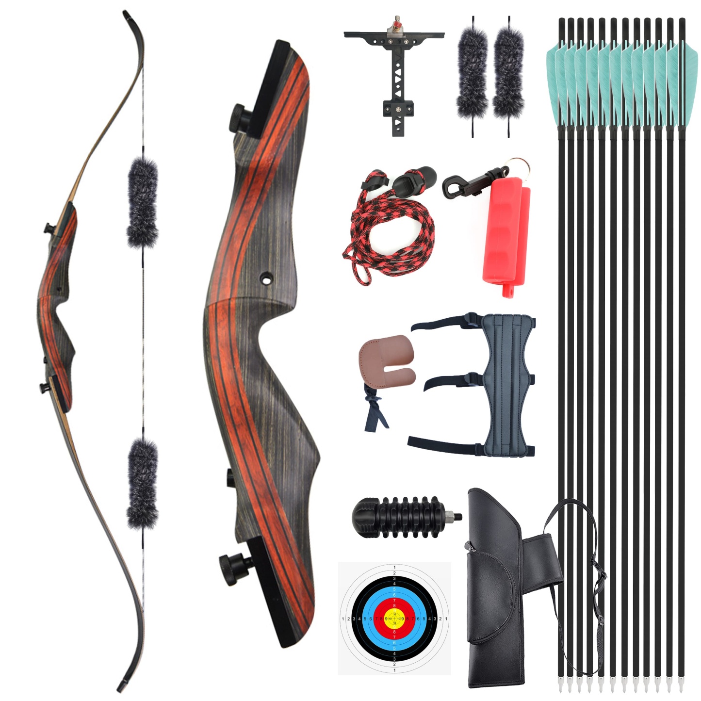 62" Takedown Recurve Bow Complete Archery Set Hunting & Target