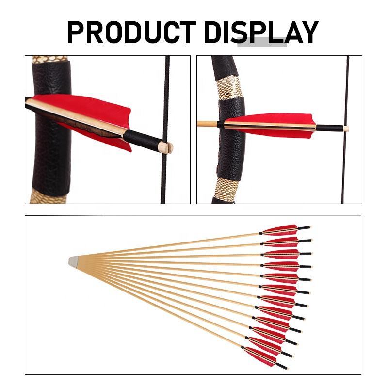 Wooden Arrow 5" Turkey Feather Traditional Hunting 31.5" 