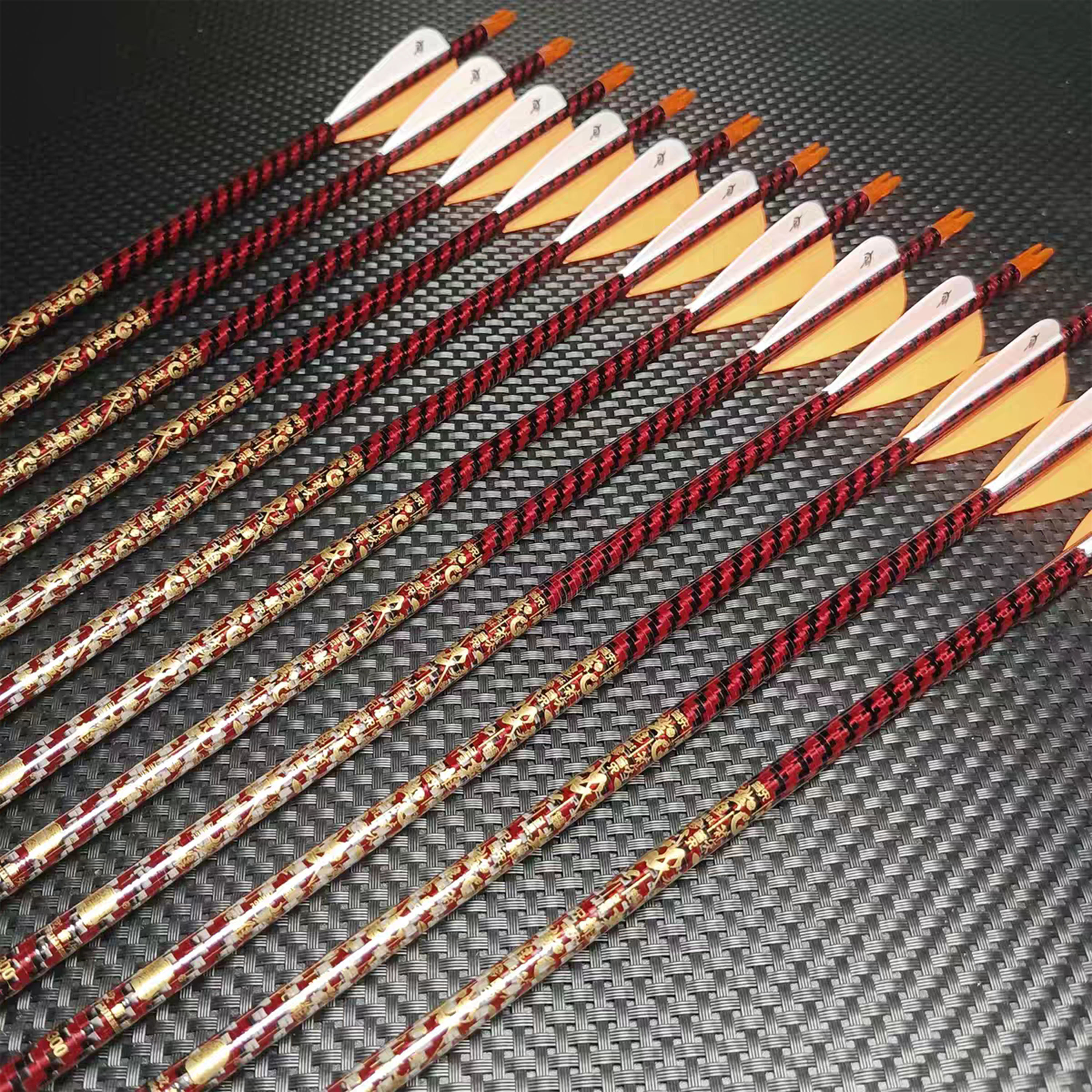 Zhan Ge Carbon Arrows Feather Spine300-800 Shooting  Archery 