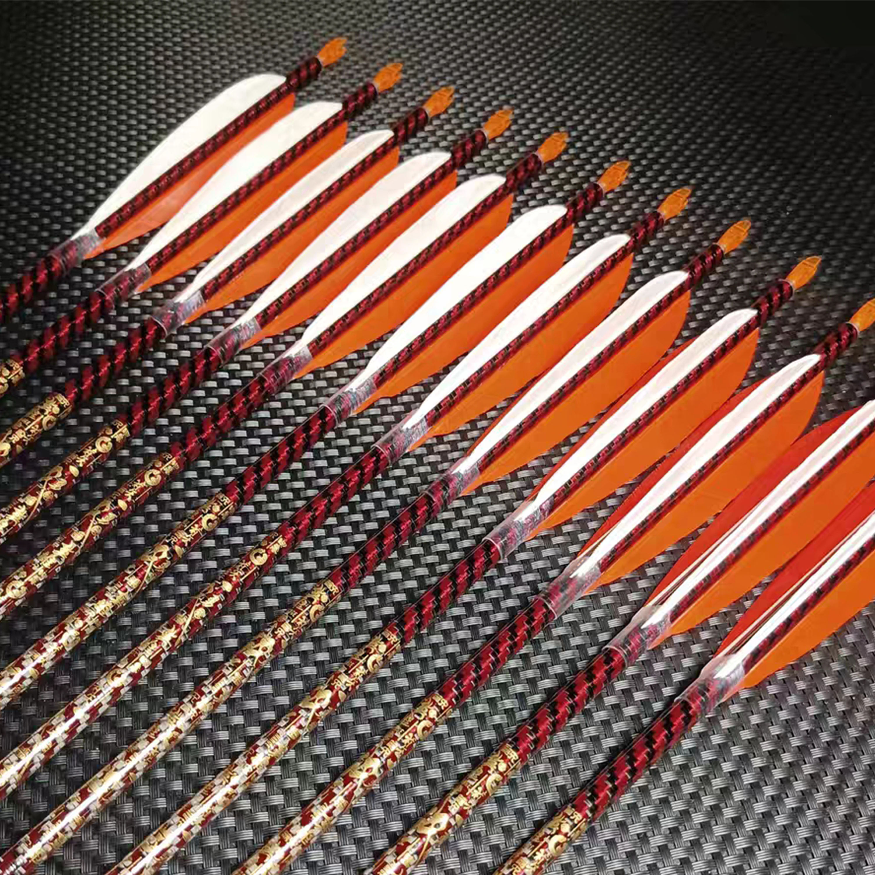 Zhan Ge Carbon Arrows Feather Spine300-800 Shooting  Archery 