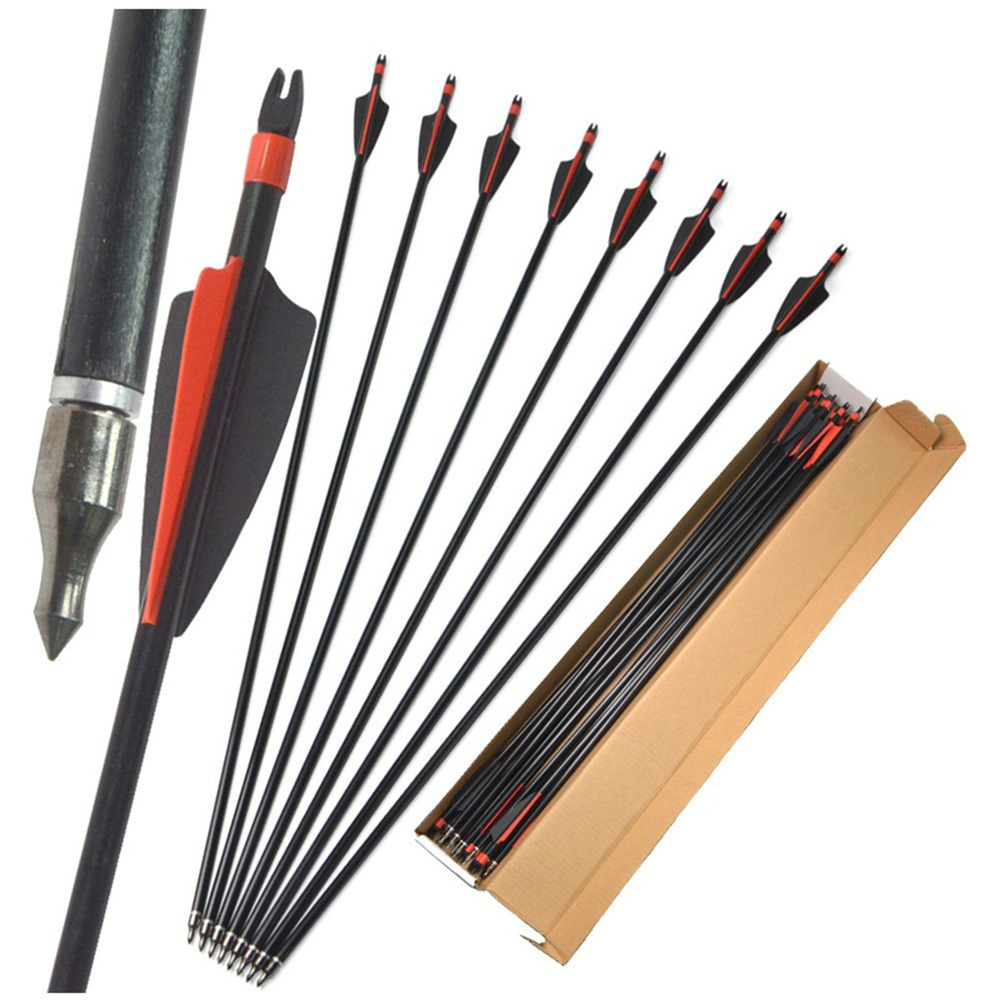 Carbon Archery Arrows 400 Spine for Target Practice & Field Shooting