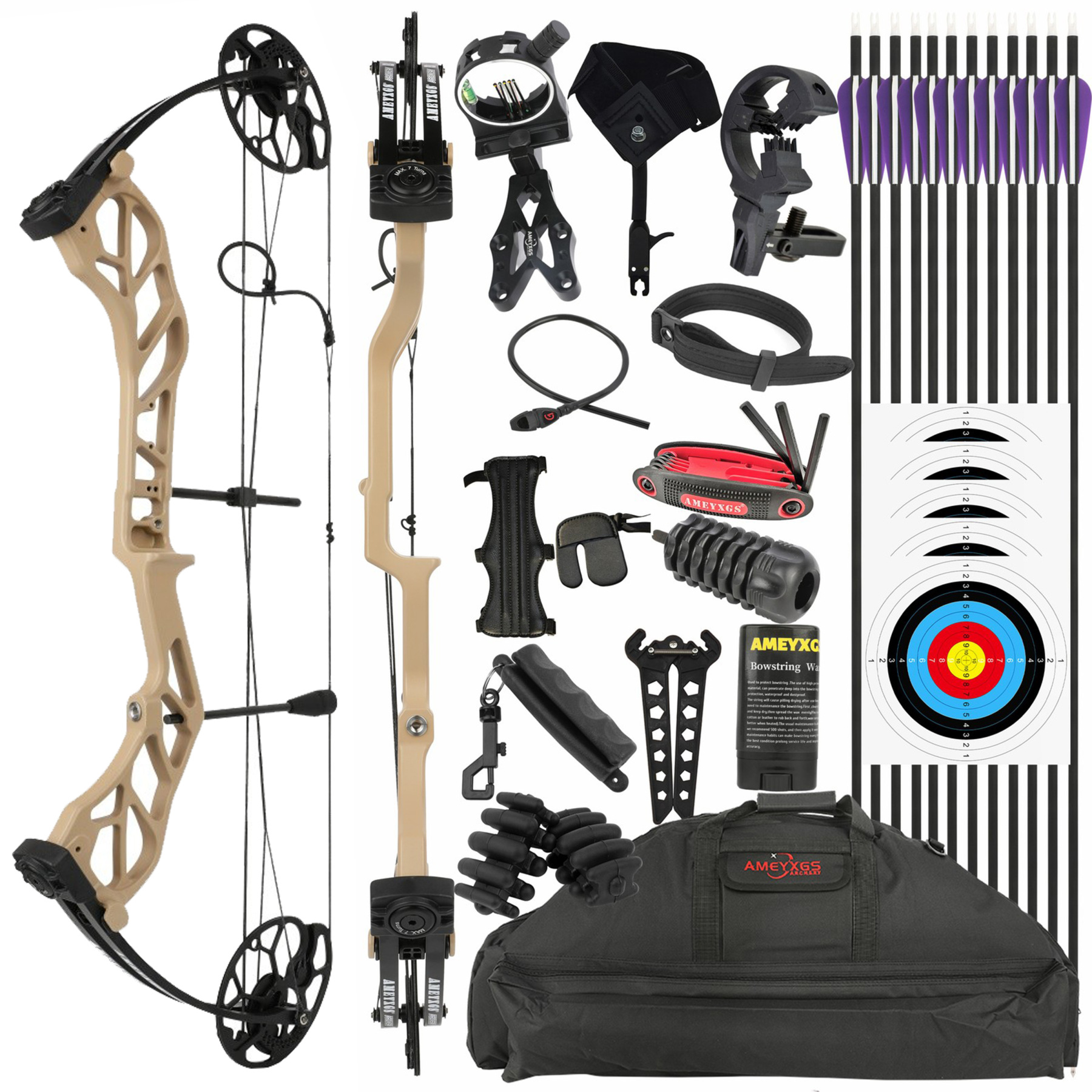 E8 Compound Bow and Arrow Full Set 19-70lbs Adult Hunting