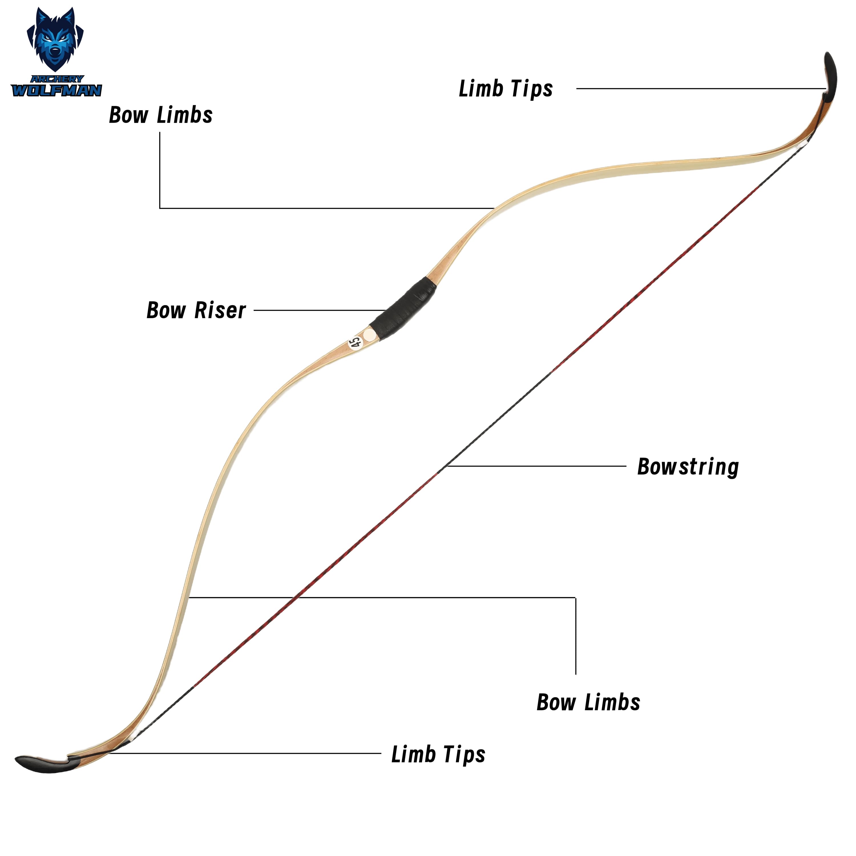 Traditional Recurve Bow 20-45lbs One-Piece Horsebow Hunting Target