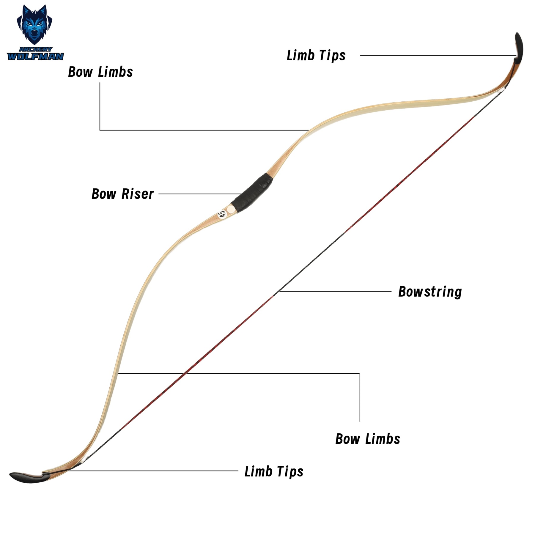 Traditional Recurve Bow 20-45lbs One-Piece Horsebow Hunting Target