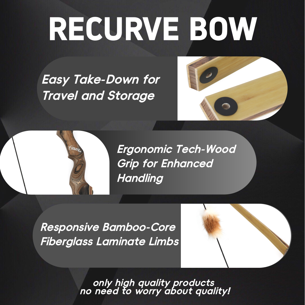 Black Hunter Longbow Hunting Set 60" 20-50lbs LH RH