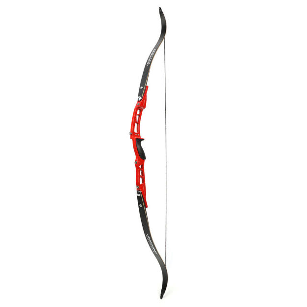 Red Recurve Bow with Bamboo-Fiberglass Limbs