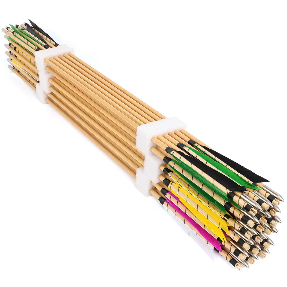 32" Wooden Arrows 5" Turkey Feathers Traditional Longbow Archery