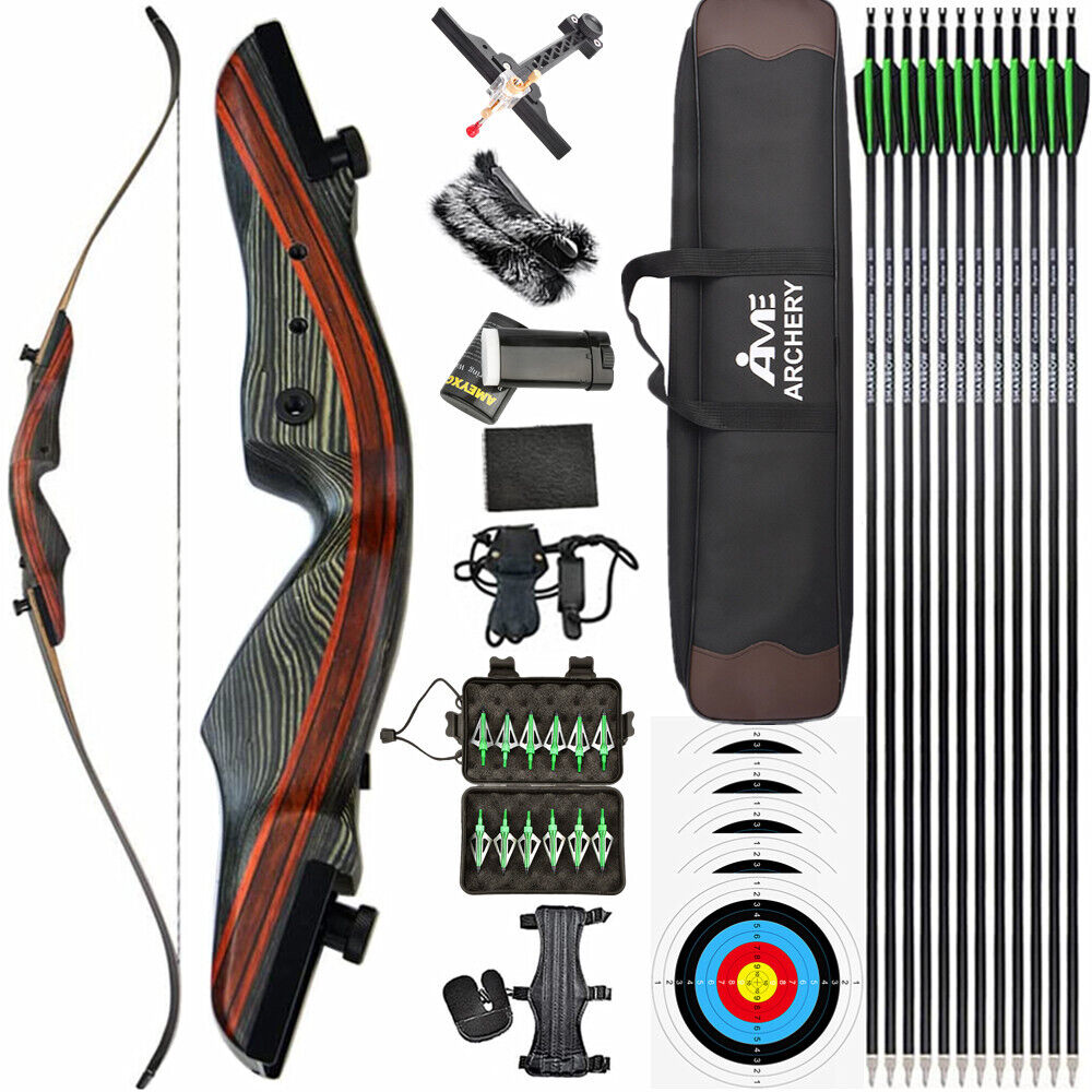 American Hunting Recurve Bow 20-50 lbs Wooden Riser Adult beginners